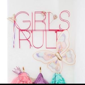 Girls Rule Wire Pink Sign Decor Pillow Fort